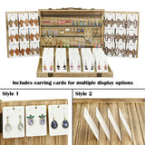 Portable Wooden Earring Display with 100pcs earring cards, Jewelry Display Case for Selling
