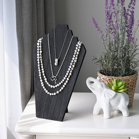 #S-WDN60-1x2 Wooden Jewelry Display Bust with Easel 