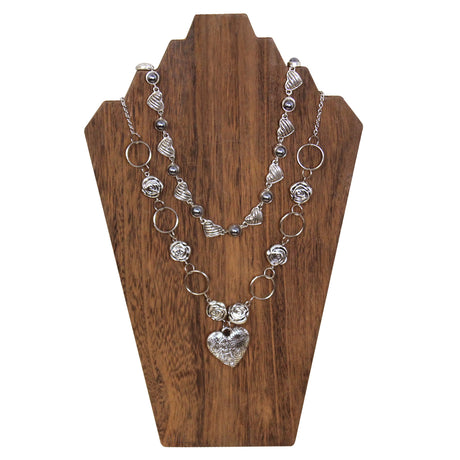 #S-WDN60-1x2 Wooden Jewelry Display Bust with Easel 