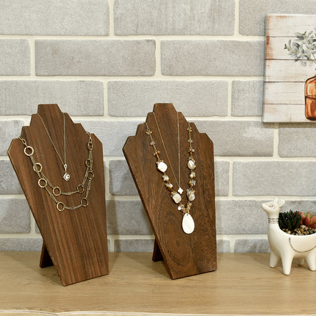#S-WDN60-1x2 Wooden Jewelry Display Bust with Easel 