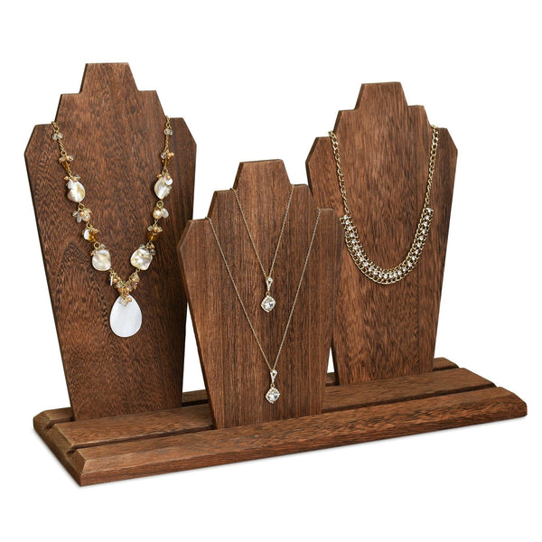 WD609-CF Wooden Plank Jewelry Necklace Display Stand for 8 Necklaces