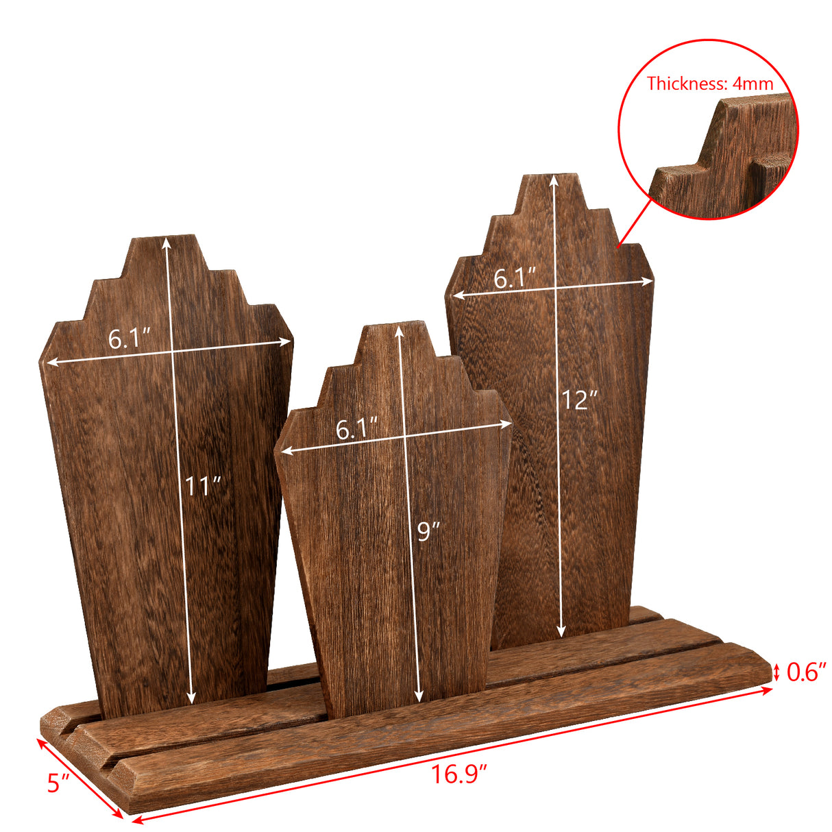 #WDN64 Wooden Necklace Holder Jewelry Display Bust Stand