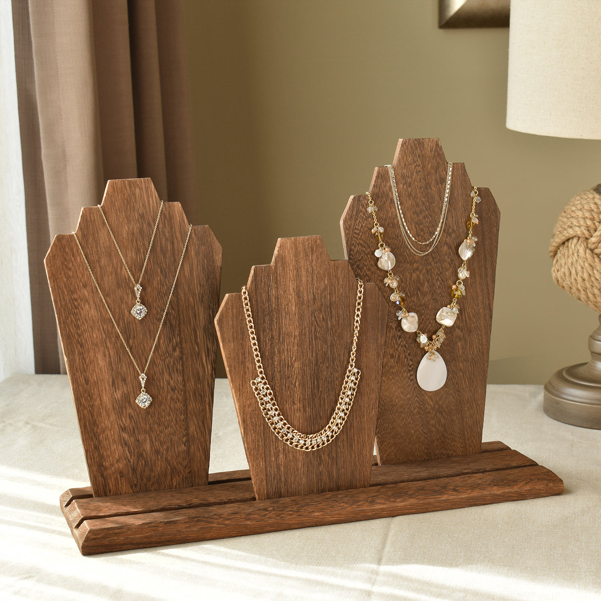 #WDN64 Wooden Necklace Holder Jewelry Display Bust Stand