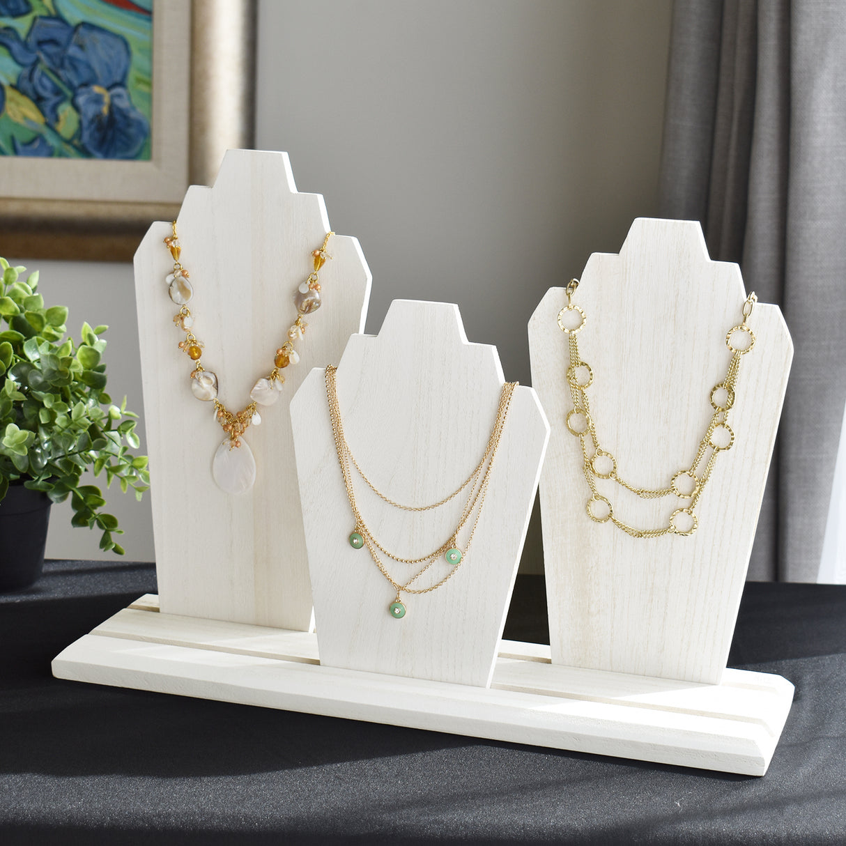 #WDN64 Wooden Necklace Holder Jewelry Display Bust Stand