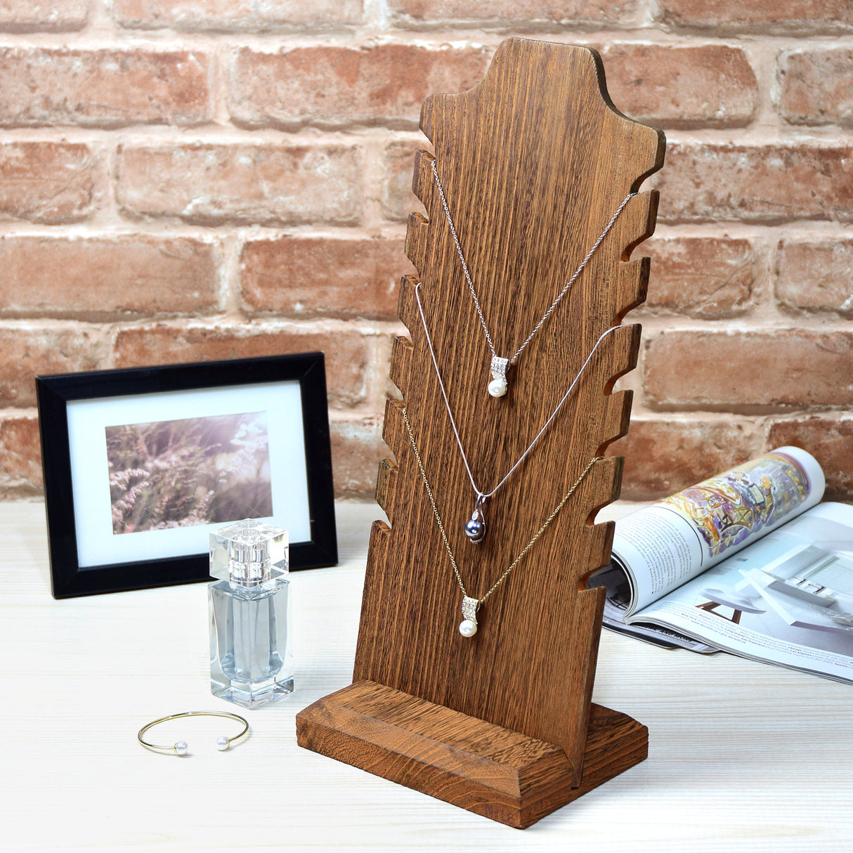 #WDN68X2 Wooden Freestanding Necklace Display Stand