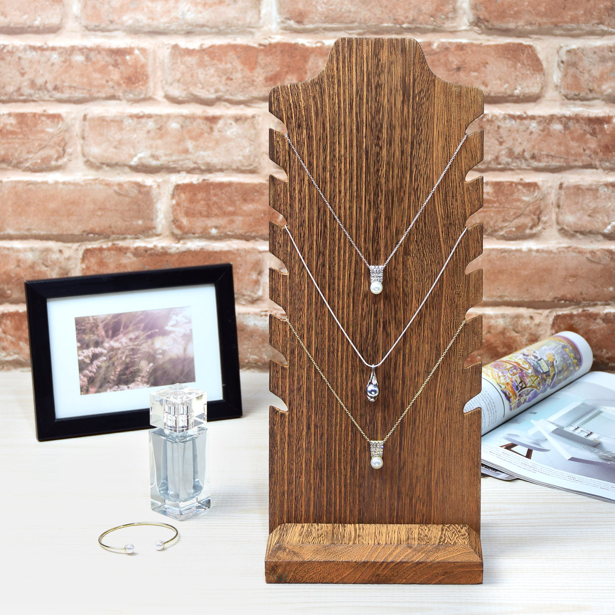 #WDN68X2 Wooden Freestanding Necklace Display Stand