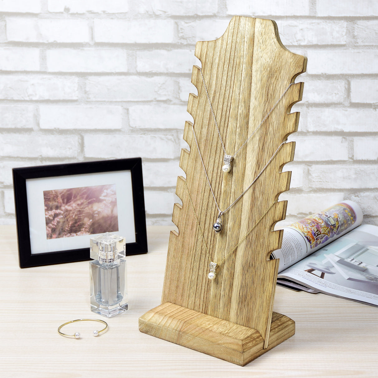 #WDN68X2 Wooden Freestanding Necklace Display Stand