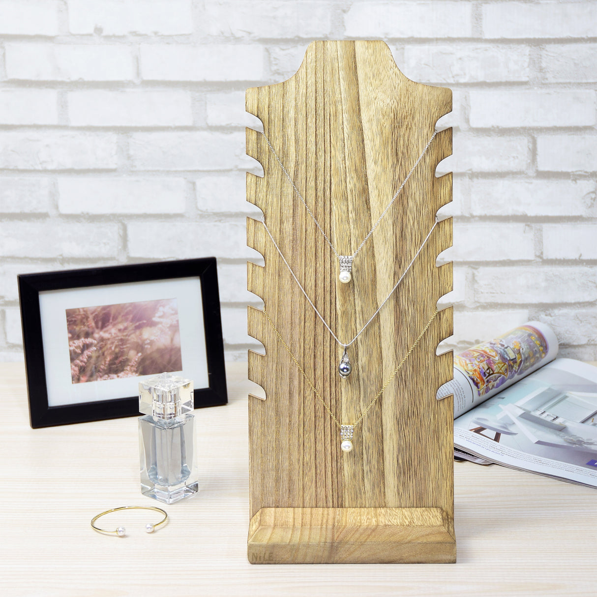 #WDN68X2 Wooden Freestanding Necklace Display Stand