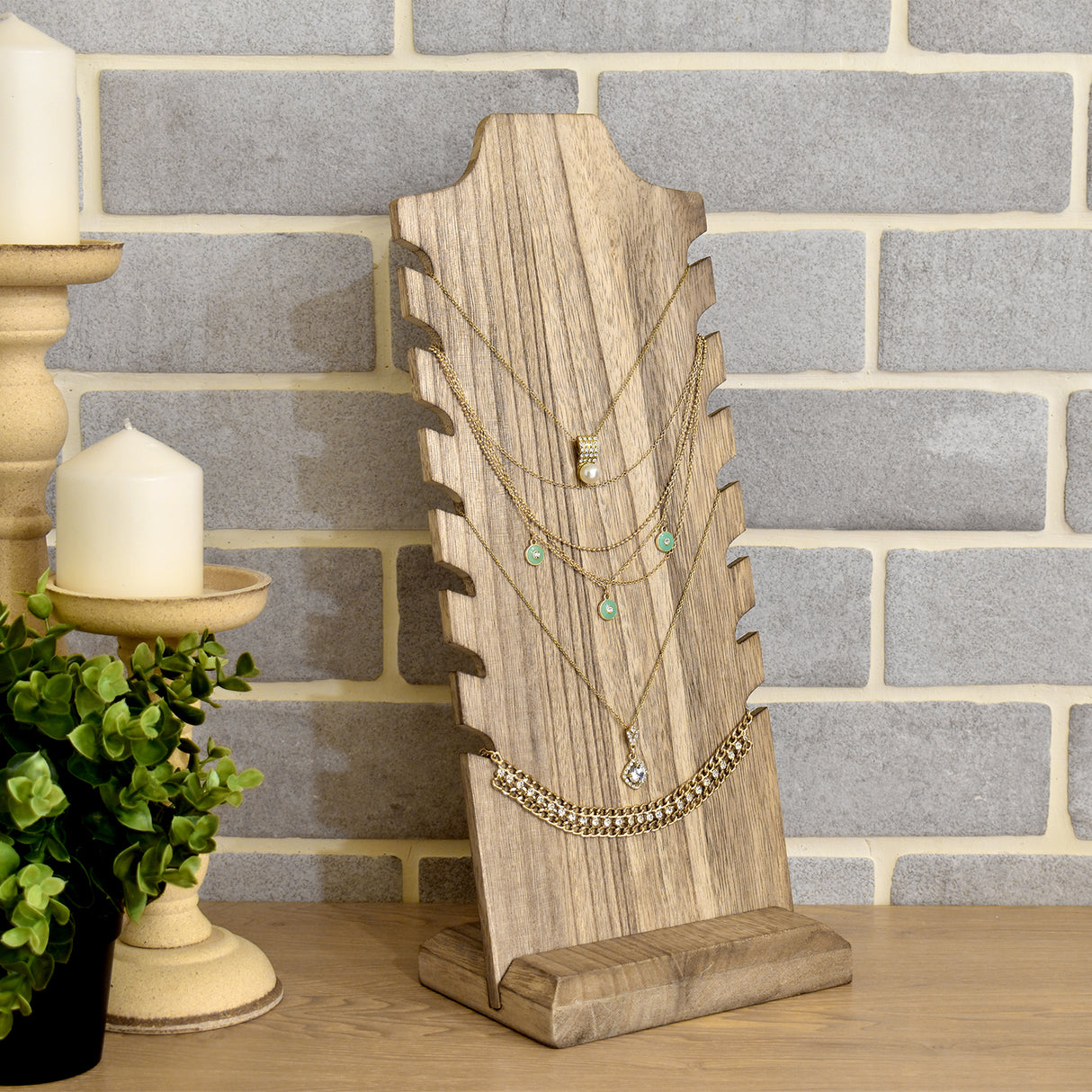 #WDN68X2 Wooden Freestanding Necklace Display Stand