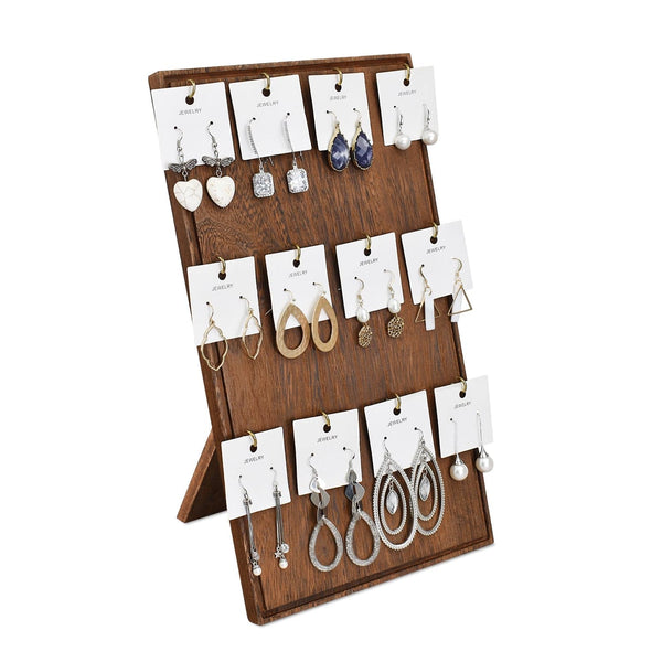 #WDN6810 Wooden Jewelry Display Stand with 12 hooks, Earring Display