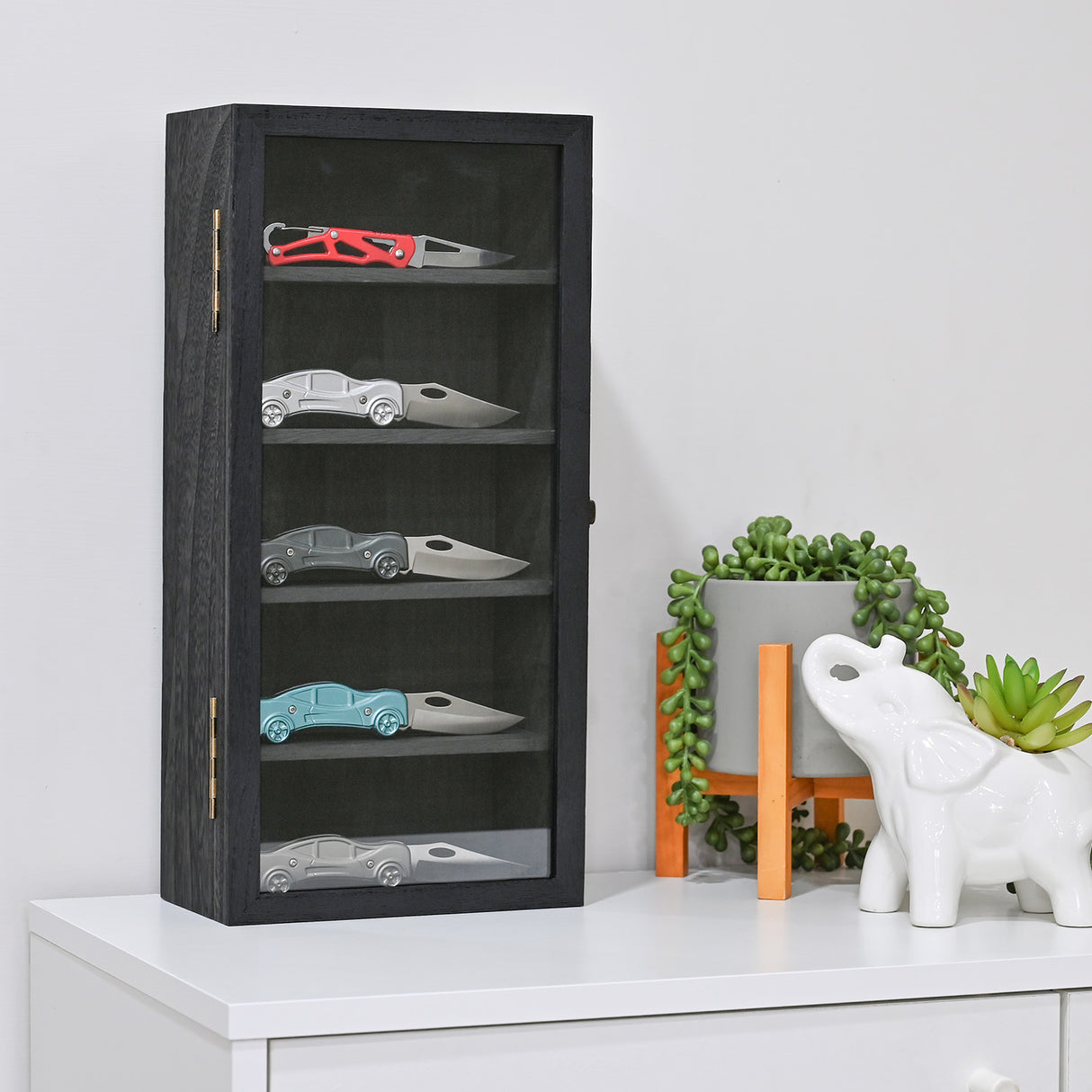 #WDP1319-A 5-Tier Wall Mounted Wooden Display Case 
