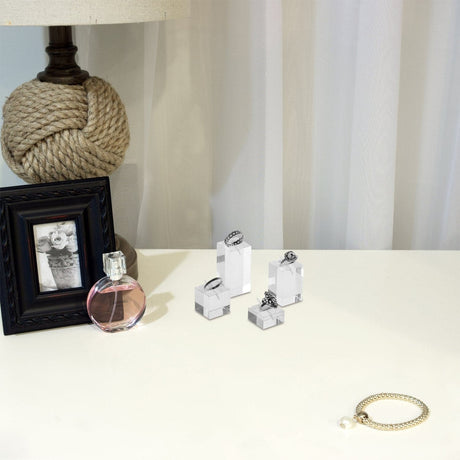 #1314  Frosted Acrylic Jewelry Display Stand for Ring, Square Base