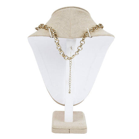 #189-2-LNT Linen Covered Necklace Display Bust, Tan Linen
