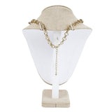 #189-2-LNT Linen Covered Necklace Display Bust, Tan Linen