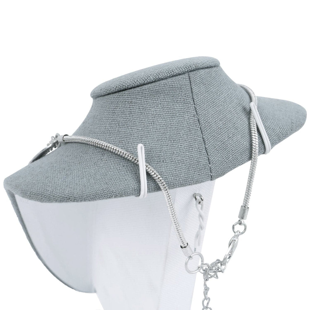#189-3-LNLTG Necklace Bust Display, Dim Gray Linen