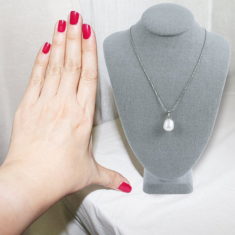 #189-3-LNLTG Necklace Bust Display, Dim Gray Linen