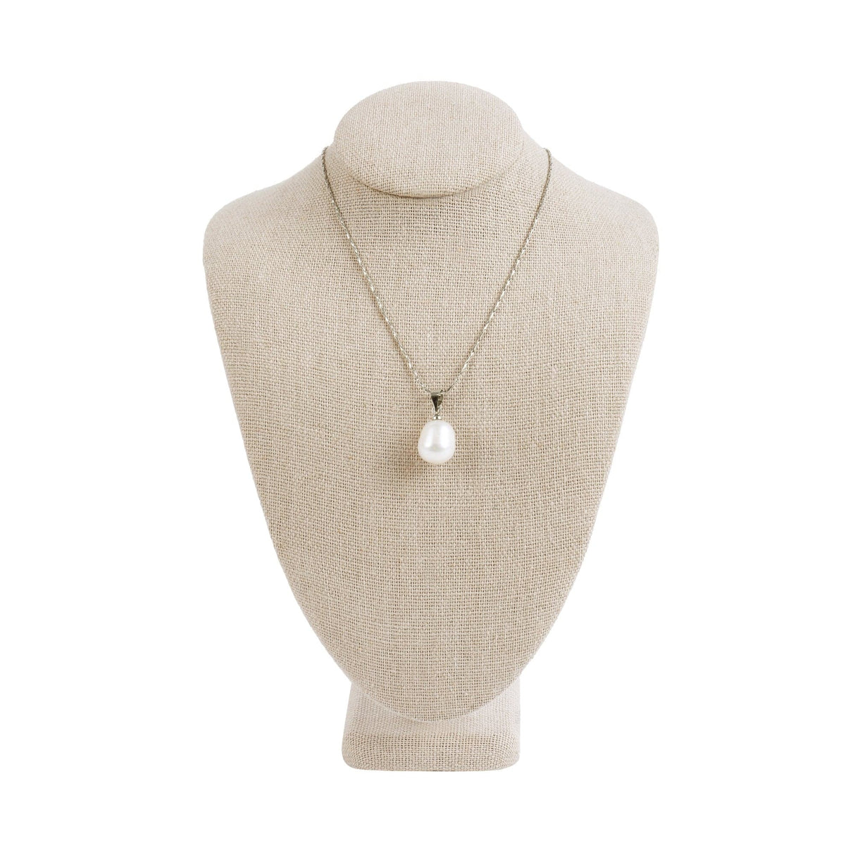 #189-3-LNT Linen Covered Necklace Display Bust, Tan Linen