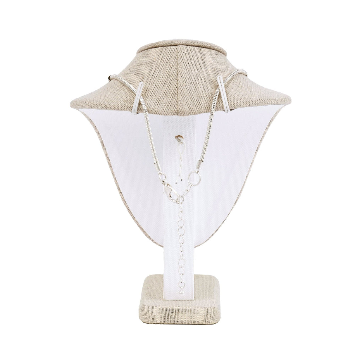 #189-3-LNT Linen Covered Necklace Display Bust, Tan Linen
