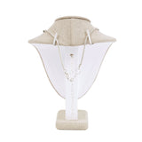#189-3-LNT Linen Covered Necklace Display Bust, Tan Linen