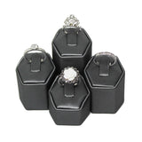 #201R (SG) Steel Grey Faux Leather Ring Pedestals Displays Set