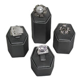 #201R (SG) Steel Grey Faux Leather Ring Pedestals Displays Set