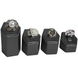 #201R (SG) Steel Grey Faux Leather Ring Pedestals Displays Set