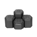 #201R (SG) Steel Grey Faux Leather Ring Pedestals Displays Set