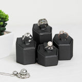 #201R (SG) Steel Grey Faux Leather Ring Pedestals Displays Set