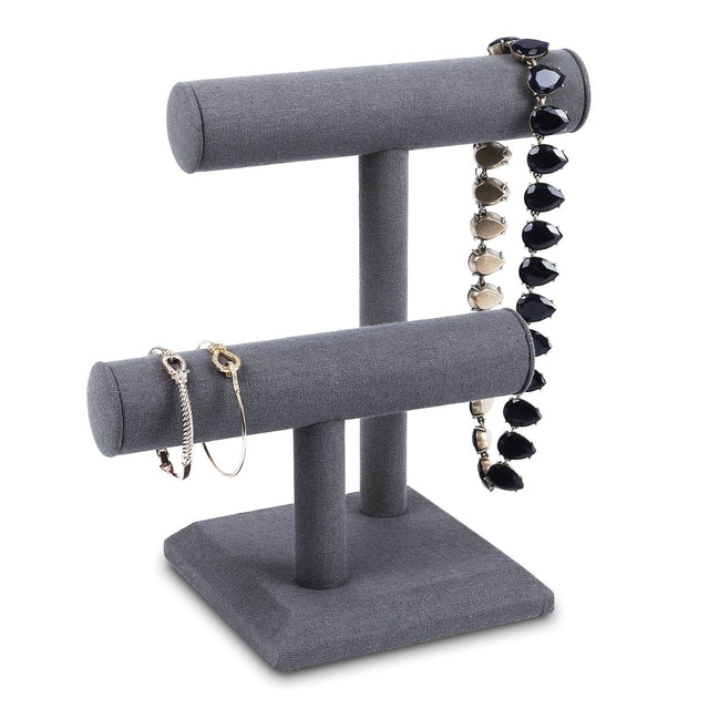 #218-1A-LNG Necklace Bracelet Display Stand, Dim Grey Linen