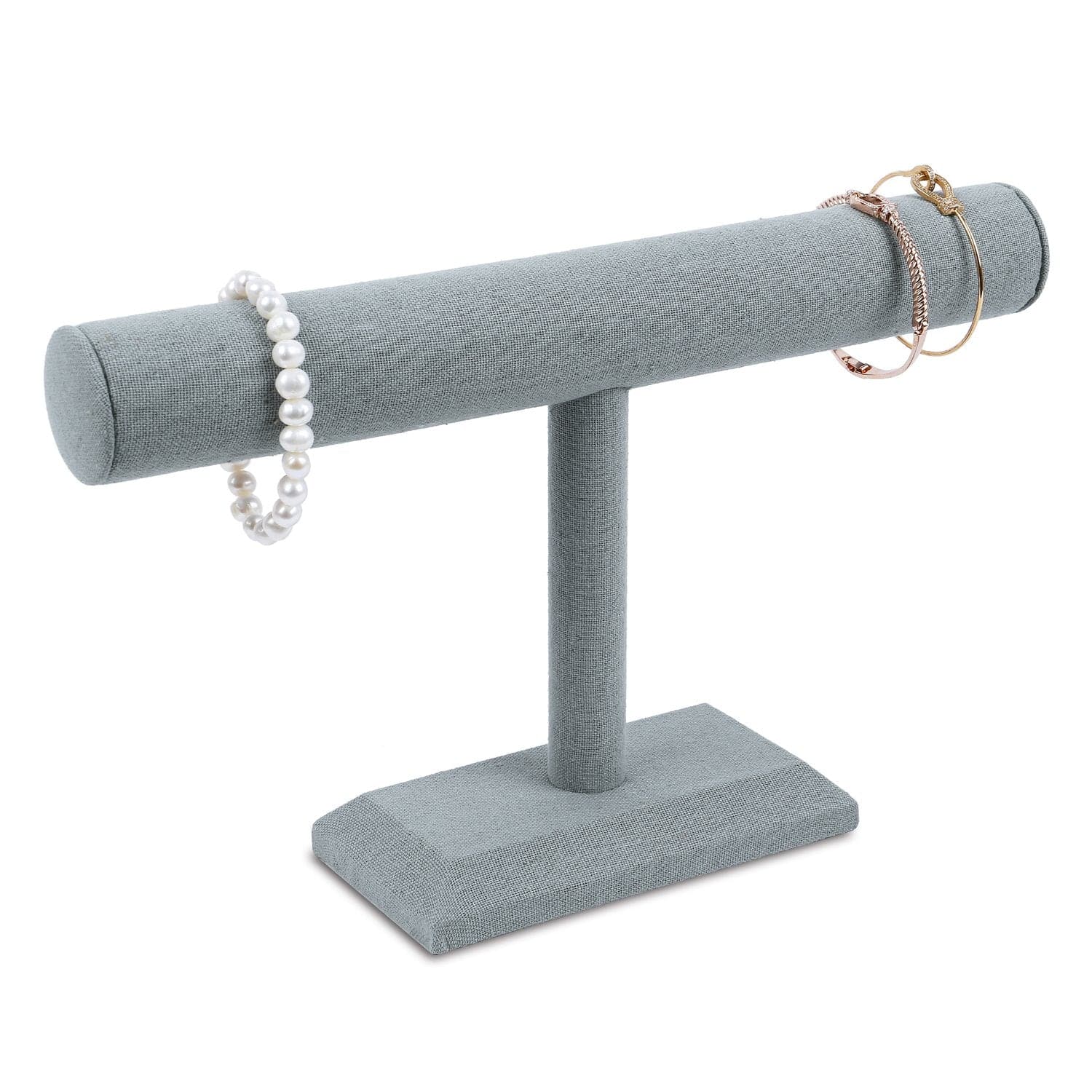 Single Tier Jewelry Organizer - Stylish Velvet Bracelet Holder, T-Bar  Bangle Display Holder, for Jewelry Bangle Watch Organization (Beige)