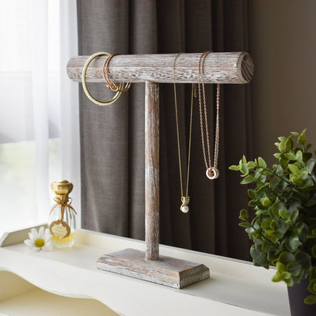 #219-1BW-ATWH  Wooden T-Bar Display,Antique White Color