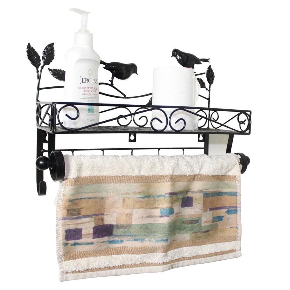 #HOMC6001 Home Decor Bathroom Black Metal Wire Wall Rack
