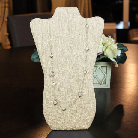 Linen Covered Padded Wood Necklace Display Easel-Nile Corp