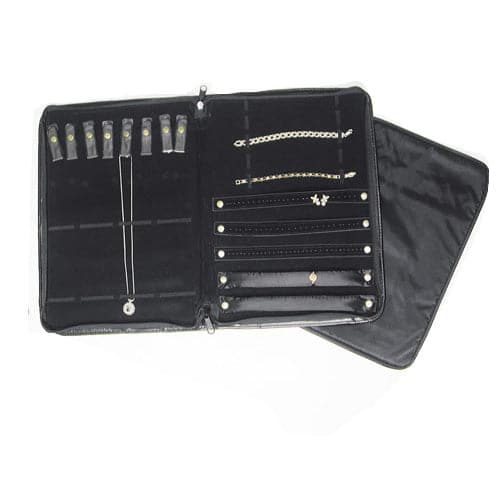 #77-C1 Black leatherette jewelry combination folder