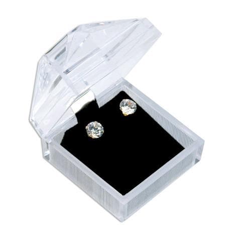 Square Crystal-Cut Earring Box-Nile Corp