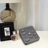 Steel Gray Faux Leather Ring Display-Nile Corp