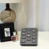 Steel Gray Faux Leather Ring Display-Nile Corp