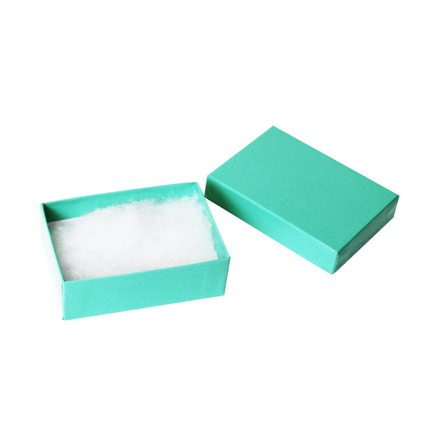 #BX2832-TB Glossy Teal Blue Paper Cotton Filled Boxes