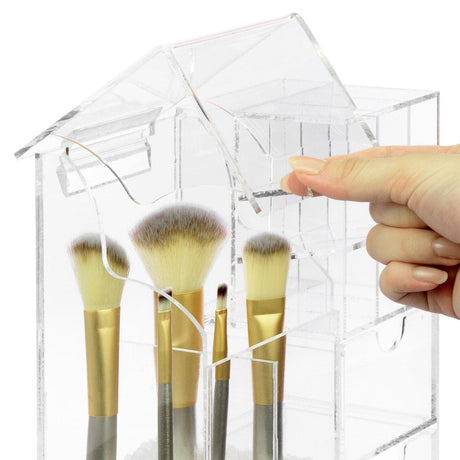 #COM6320 Clear Acrylic Makeup Organizer Case with Beads