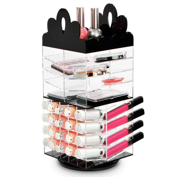 #COM6501 Princess Tiara Design Acrylic Rotating Makeup Organizer