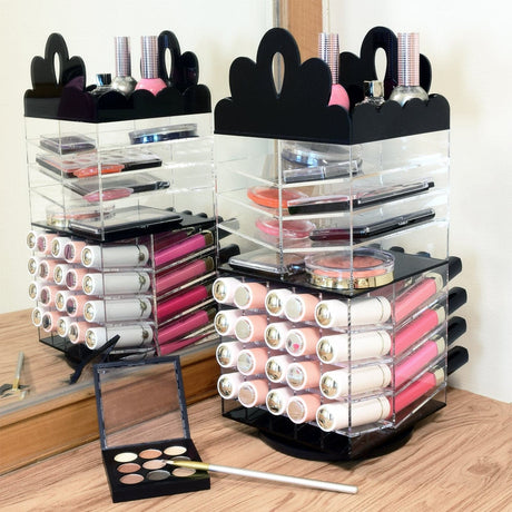 #COM6501 Princess Tiara Design Acrylic Rotating Makeup Organizer