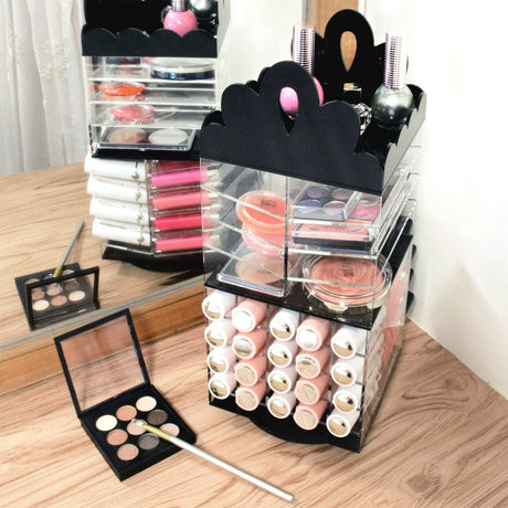 #COM6501 Princess Tiara Design Acrylic Rotating Makeup Organizer