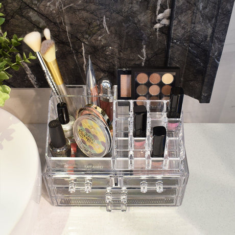 #COMS2915 Acrylic Makeup Organizer & Jewelry Storage Two Pieces Set