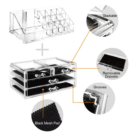 #COMS2915 Acrylic Makeup Organizer & Jewelry Storage Two Pieces Set