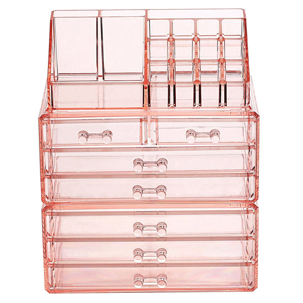 Nilecorp Acrylic Jewelry & Cosmetic Storage Display Boxes Two Pieces Set