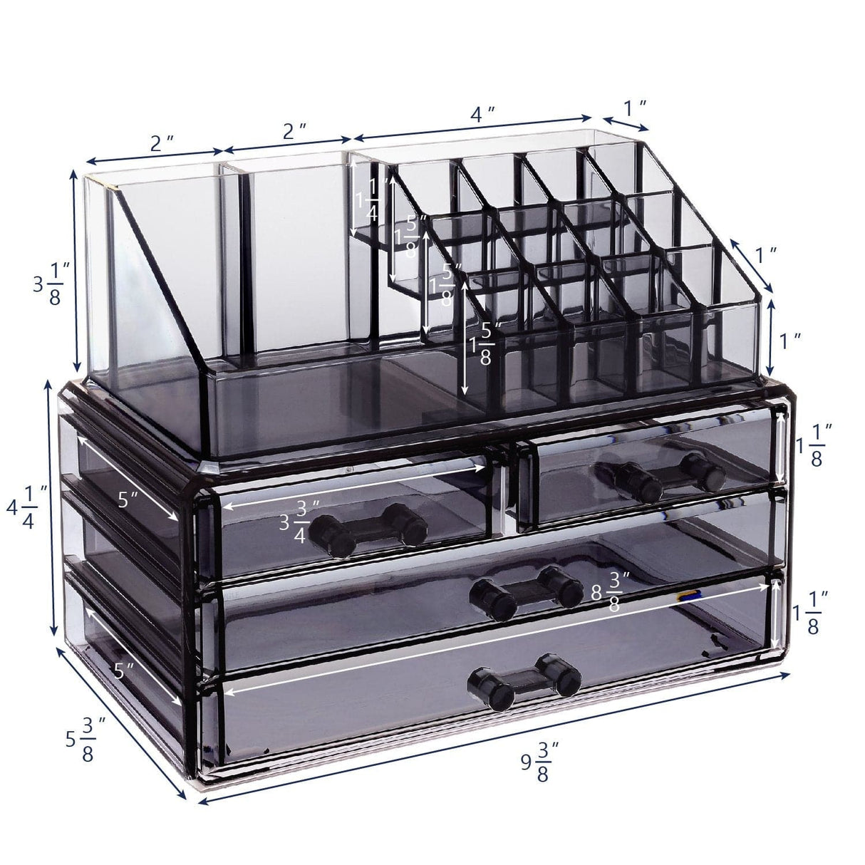 #COMS2915G Jewelry & Makeup Organizer, Translucent gray