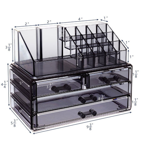 #COMS2915G Jewelry & Makeup Organizer, Translucent gray