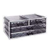 #COMS4497BK Jewelry and Makeup Organizer Two Pieces Set, Clear Diamond Pattern
