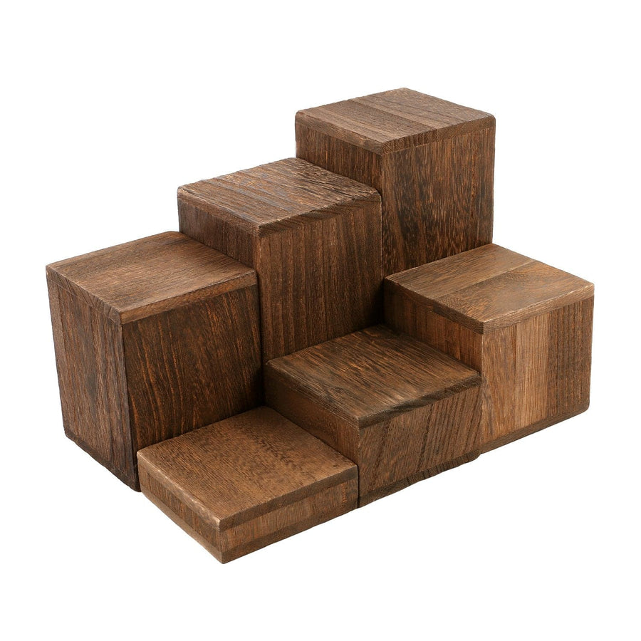 #DPW514-BR Wooden 6 Pcs Square Risers Display, Brown Color
