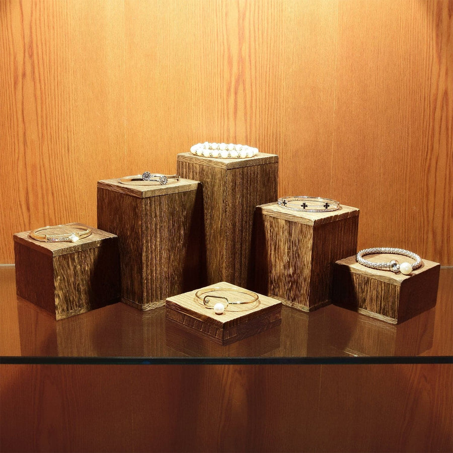 #DPW514-BR Wooden 6 Pcs Square Risers Display, Brown Color